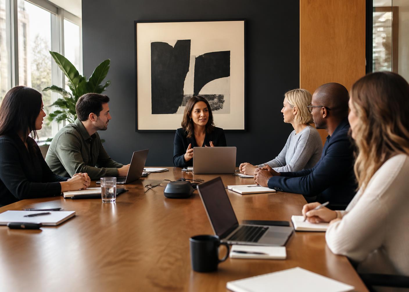 Partners meeting in a boardroom